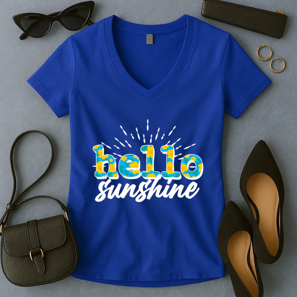 Cute Springy Summery Hello Sunshine Women's V-Neck T-Shirt