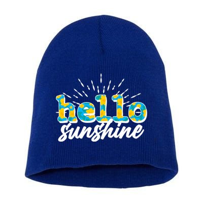 Cute Springy Summery Hello Sunshine Short Acrylic Beanie