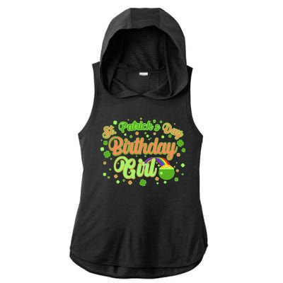 Cute St. Patrick's Day Birthday Girl Ladies PosiCharge Tri-Blend Wicking Draft Hoodie Tank