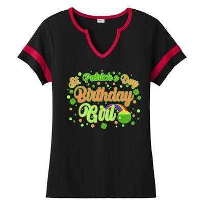 Cute St. Patrick's Day Birthday Girl Ladies Halftime Notch Neck Tee