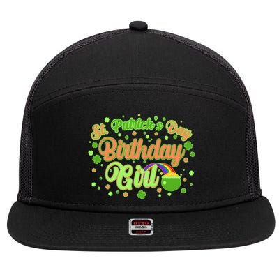 Cute St. Patrick's Day Birthday Girl 7 Panel Mesh Trucker Snapback Hat