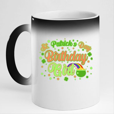 Cute St. Patrick's Day Birthday Girl 11oz Black Color Changing Mug