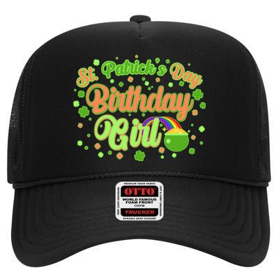 Cute St. Patrick's Day Birthday Girl High Crown Mesh Back Trucker Hat