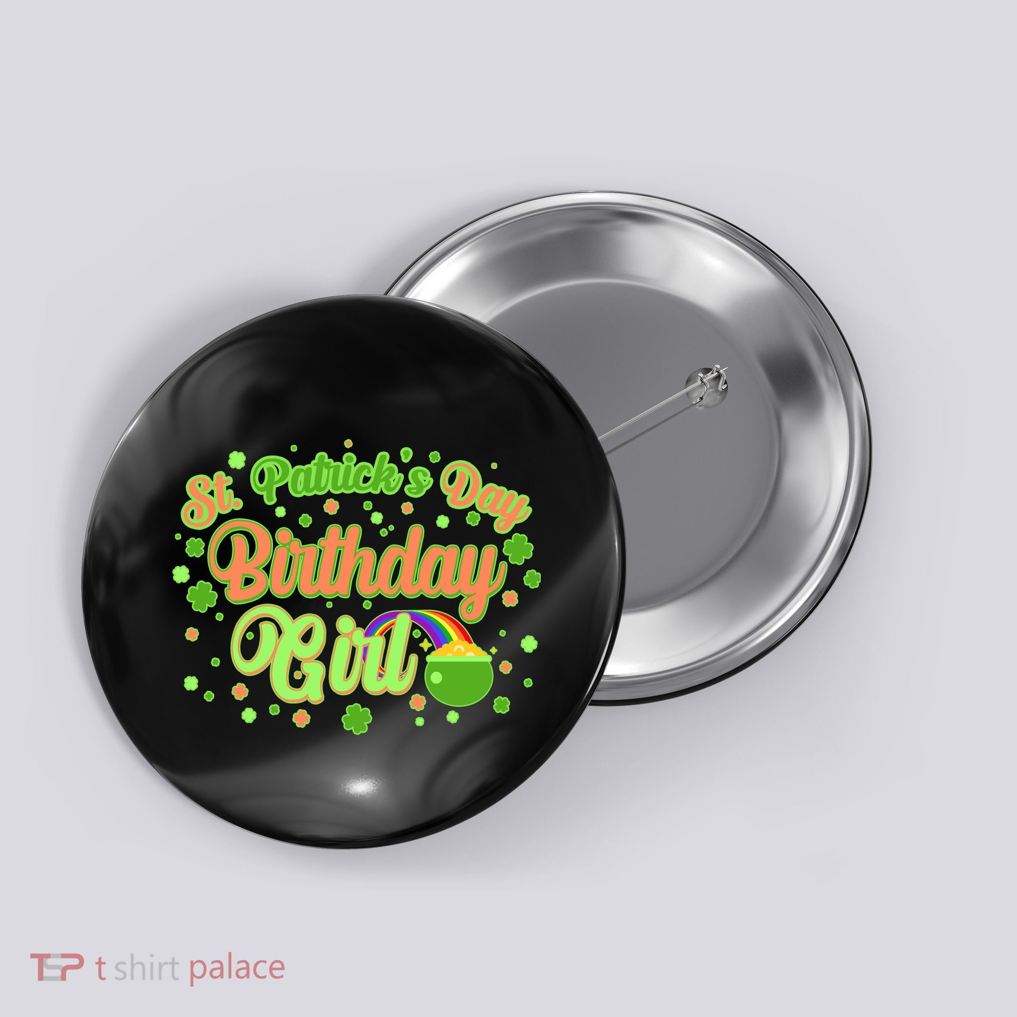 Cute St. Patrick's Day Birthday Girl Button
