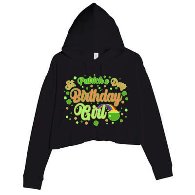 Cute St. Patrick's Day Birthday Girl Crop Fleece Hoodie