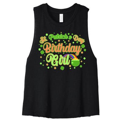 Cute St. Patrick's Day Birthday Girl Women's Racerback Cropped Tank