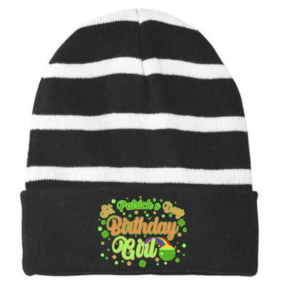 Cute St. Patrick's Day Birthday Girl Striped Beanie with Solid Band