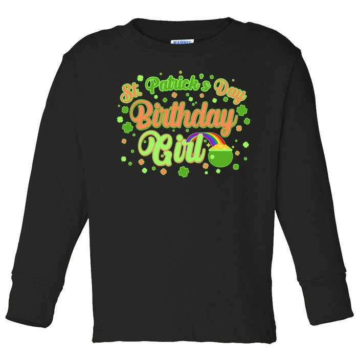 Cute St. Patrick's Day Birthday Girl Toddler Long Sleeve Shirt