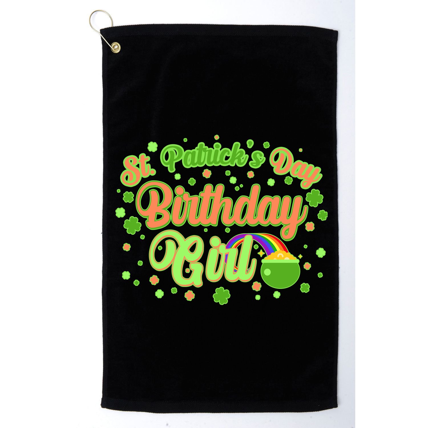 Cute St. Patrick's Day Birthday Girl Golf Towel