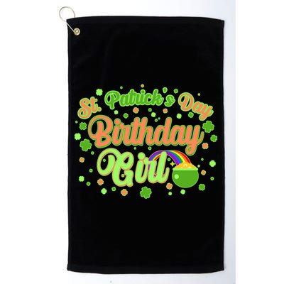 Cute St. Patrick's Day Birthday Girl Platinum Collection Golf Towel