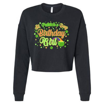 Cute St. Patrick's Day Birthday Girl Cropped Pullover Crew