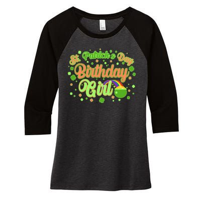 Cute St. Patrick's Day Birthday Girl Women's Tri-Blend 3/4-Sleeve Raglan Shirt