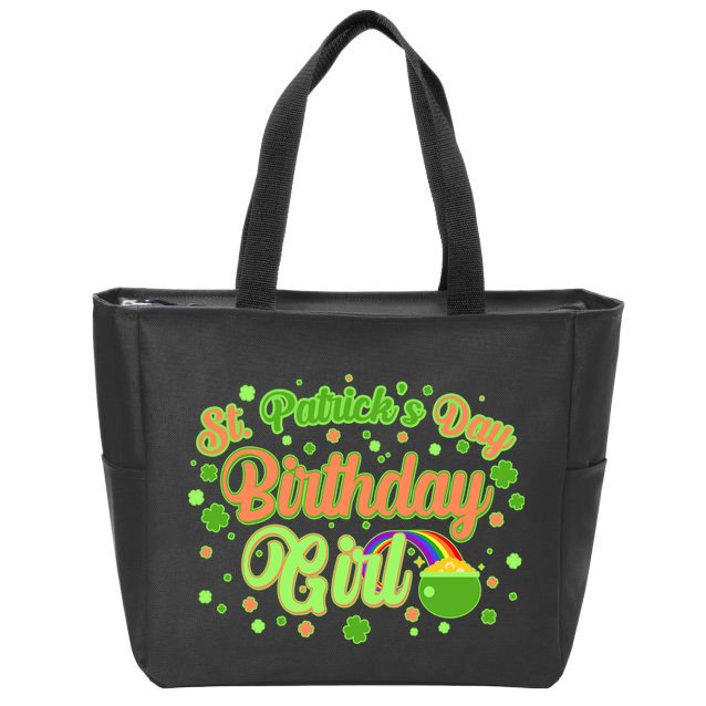 Cute St. Patrick's Day Birthday Girl Zip Tote Bag