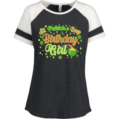 Cute St. Patrick's Day Birthday Girl Enza Ladies Jersey Colorblock Tee