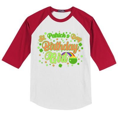 Cute St. Patrick's Day Birthday Girl Kids Colorblock Raglan Jersey