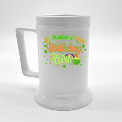 Cute St. Patrick's Day Birthday Girl Beer Stein