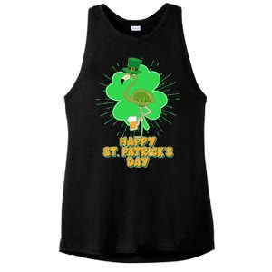 Cute St. Patrick's Day Flamingo With Beer Ladies PosiCharge Tri-Blend Wicking Tank