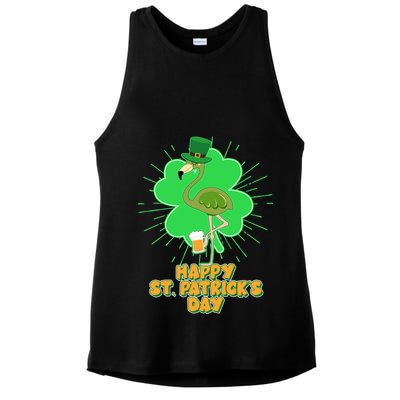 Cute St. Patrick's Day Flamingo With Beer Ladies PosiCharge Tri-Blend Wicking Tank