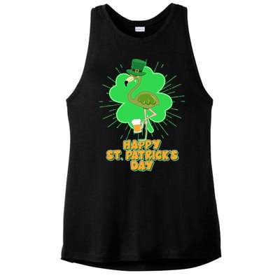 Cute St. Patrick's Day Flamingo With Beer Ladies PosiCharge Tri-Blend Wicking Tank