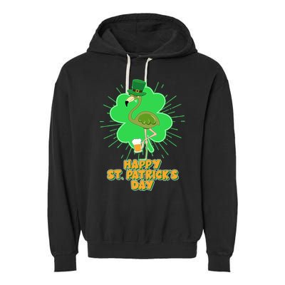Cute St. Patrick's Day Flamingo With Beer Garment-Dyed Fleece Hoodie