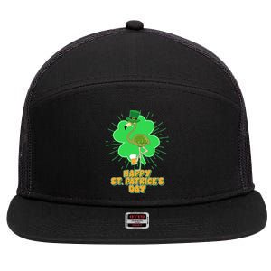 Cute St. Patrick's Day Flamingo With Beer 7 Panel Mesh Trucker Snapback Hat