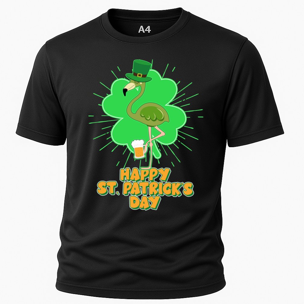 Cute St. Patrick's Day Flamingo With Beer Cooling Performance Crew T-Shirt