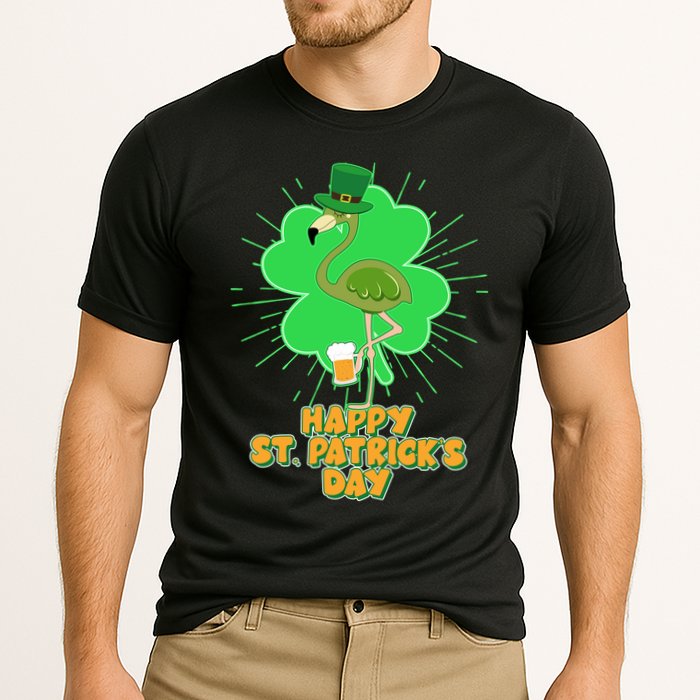 Cute St. Patrick's Day Flamingo With Beer Cooling Performance Crew T-Shirt