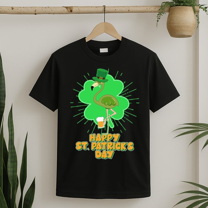 Cute St. Patrick's Day Flamingo With Beer T-Shirt