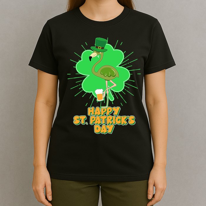 Cute St. Patrick's Day Flamingo With Beer T-Shirt