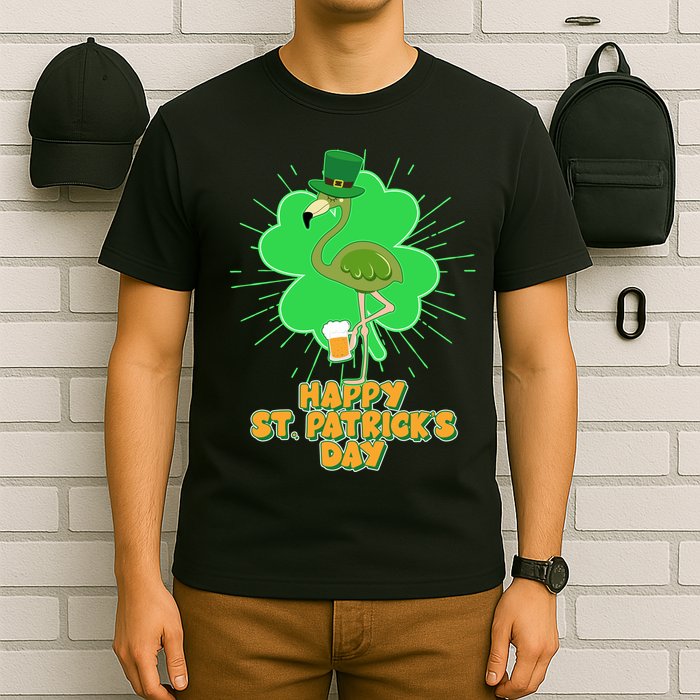 Cute St. Patrick's Day Flamingo With Beer T-Shirt