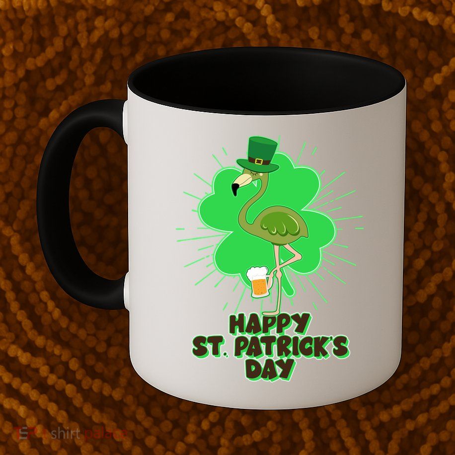 Cute St. Patrick's Day Flamingo With Beer Mug