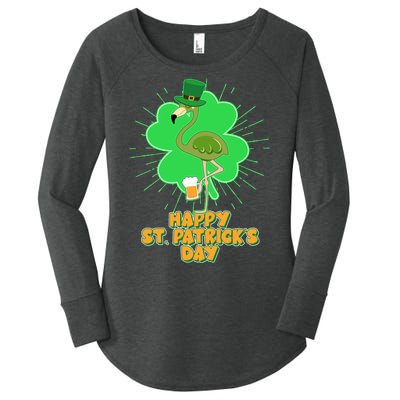 Cute St. Patrick's Day Flamingo With Beer Women's Perfect Tri Tunic Long Sleeve Shirt