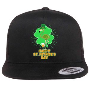 Cute St. Patrick's Day Flamingo With Beer Flat Bill Trucker Hat