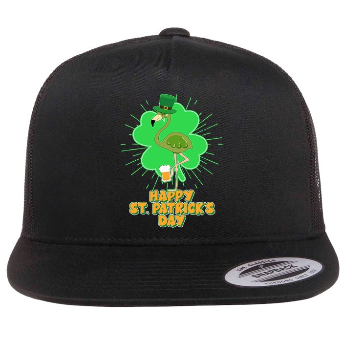 Cute St. Patrick's Day Flamingo With Beer Flat Bill Trucker Hat