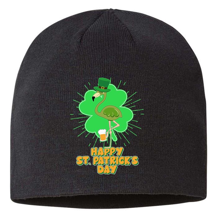 Cute St. Patrick's Day Flamingo With Beer Sustainable Beanie