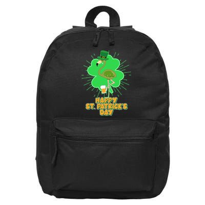 Cute St. Patrick's Day Flamingo With Beer 16 in Basic Backpack