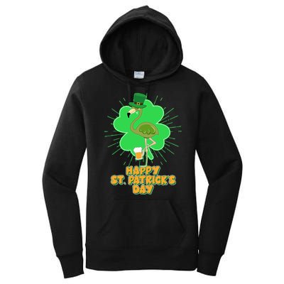 Cute St. Patrick's Day Flamingo With Beer Women's Pullover Hoodie