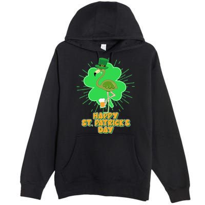 Cute St. Patrick's Day Flamingo With Beer Premium Pullover Hoodie