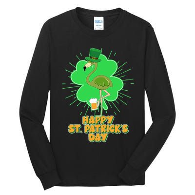 Cute St. Patrick's Day Flamingo With Beer Tall Long Sleeve T-Shirt