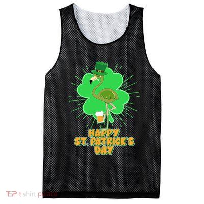 Cute St. Patrick's Day Flamingo With Beer Mesh Reversible Basketball Jersey Tank