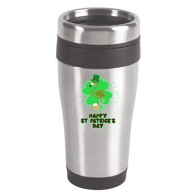 Cute St. Patrick's Day Flamingo With Beer 16oz Travel Tumbler