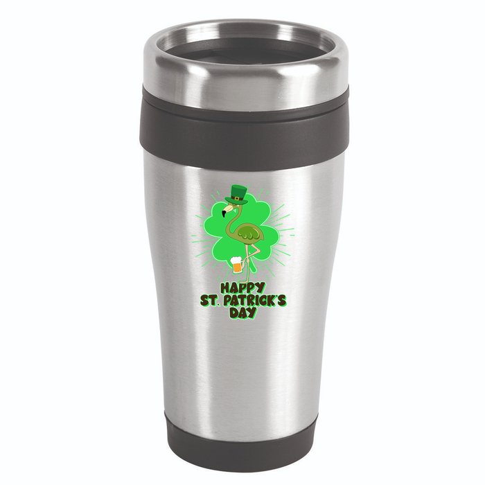 Cute St. Patrick's Day Flamingo With Beer 16oz Travel Tumbler
