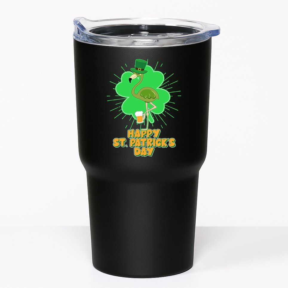 Cute St. Patrick's Day Flamingo With Beer Tumbler