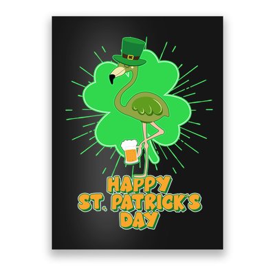 Cute St. Patrick's Day Flamingo With Beer Poster