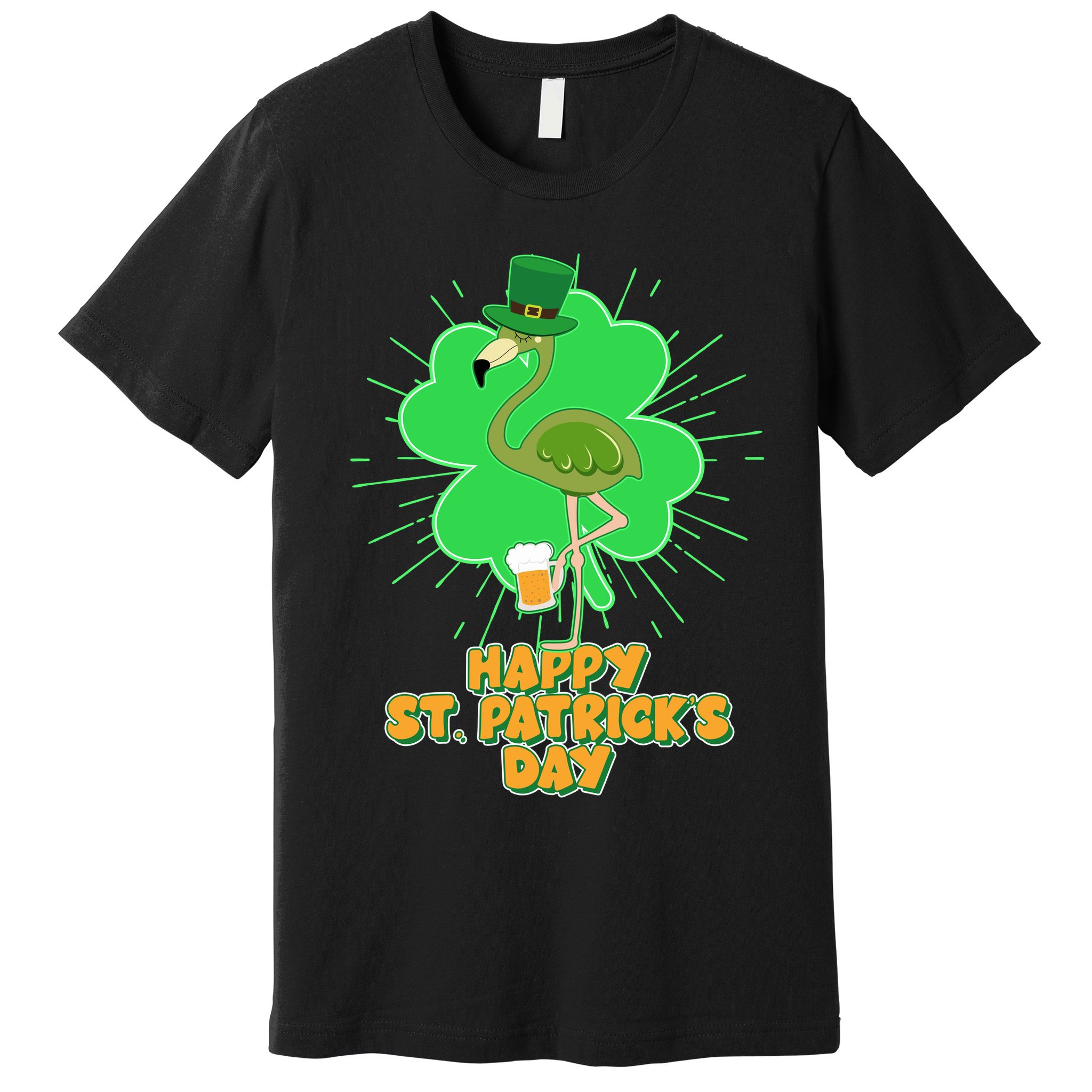 Cute St. Patrick's Day Flamingo With Beer Premium T-Shirt