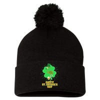 Cute St. Patrick's Day Flamingo With Beer Pom Pom 12in Knit Beanie