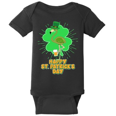 Cute St. Patrick's Day Flamingo With Beer Baby Bodysuit