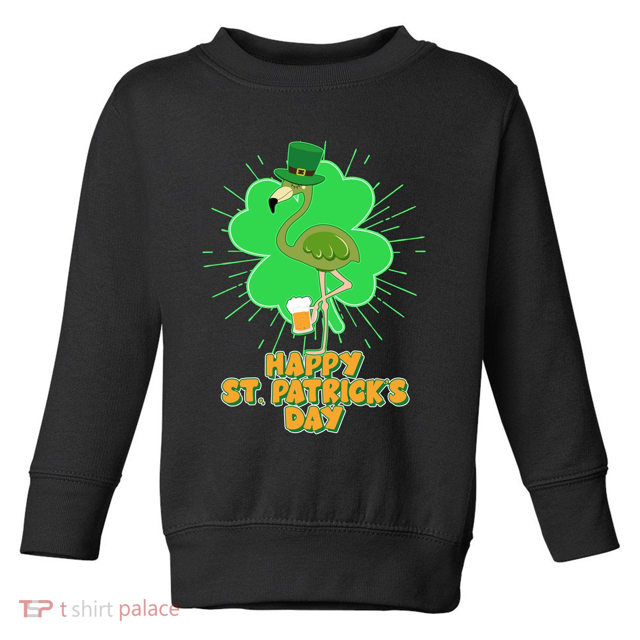 Cute St. Patrick's Day Flamingo With Beer Toddler Sweatshirt