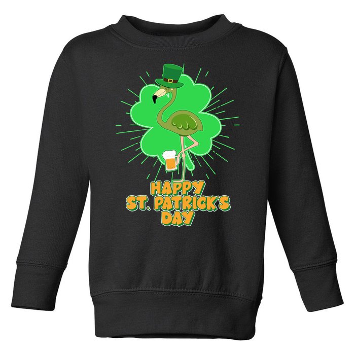 Cute St. Patrick's Day Flamingo With Beer Toddler Sweatshirt