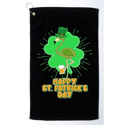 Cute St. Patrick's Day Flamingo With Beer Golf Towel